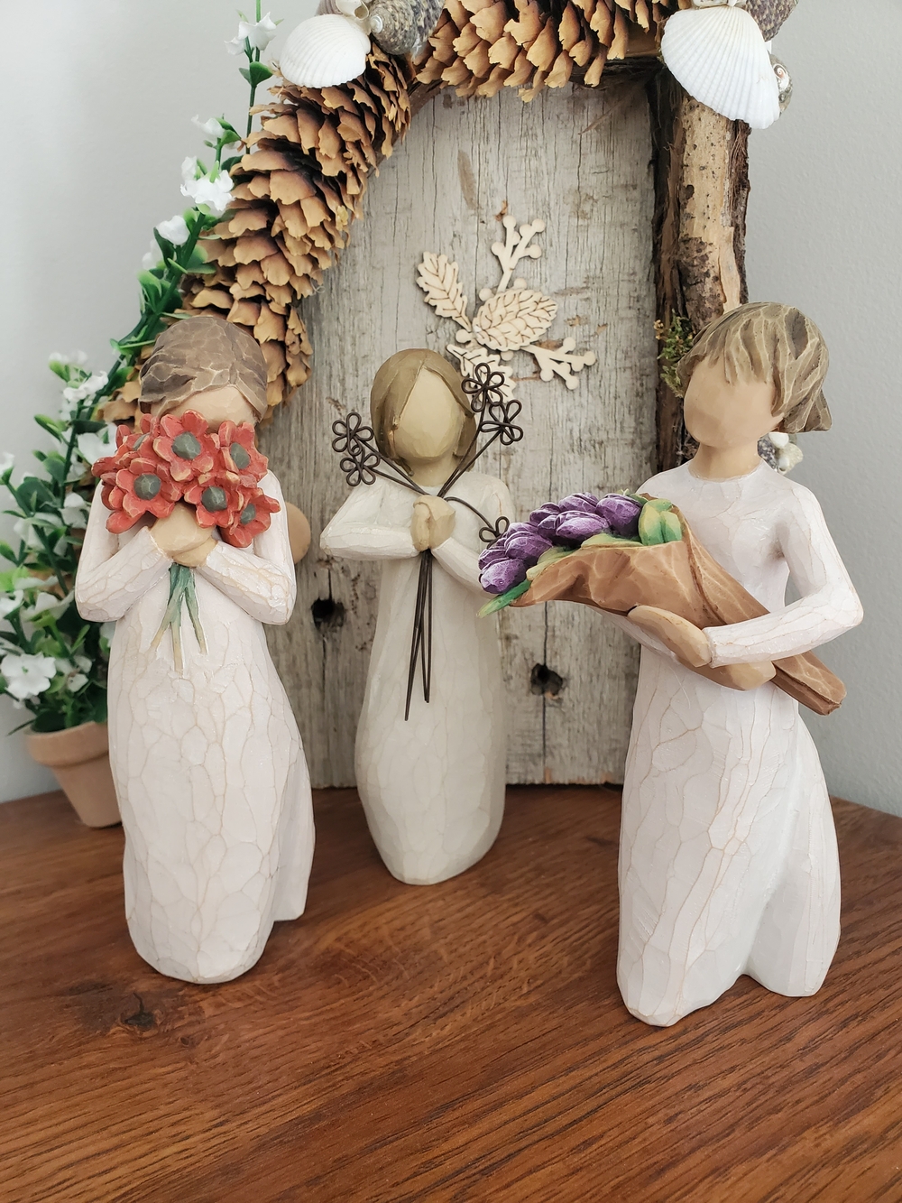 Willow Tree Figurines With Flowers - Set Of 3